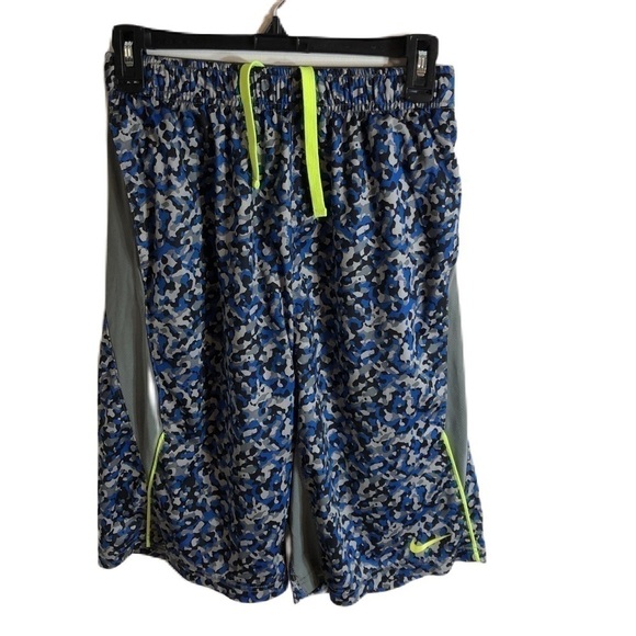 Nike Shorts Blue Lime Green Drawstring Athletic XL Kids Boys - Picture 1 of 6